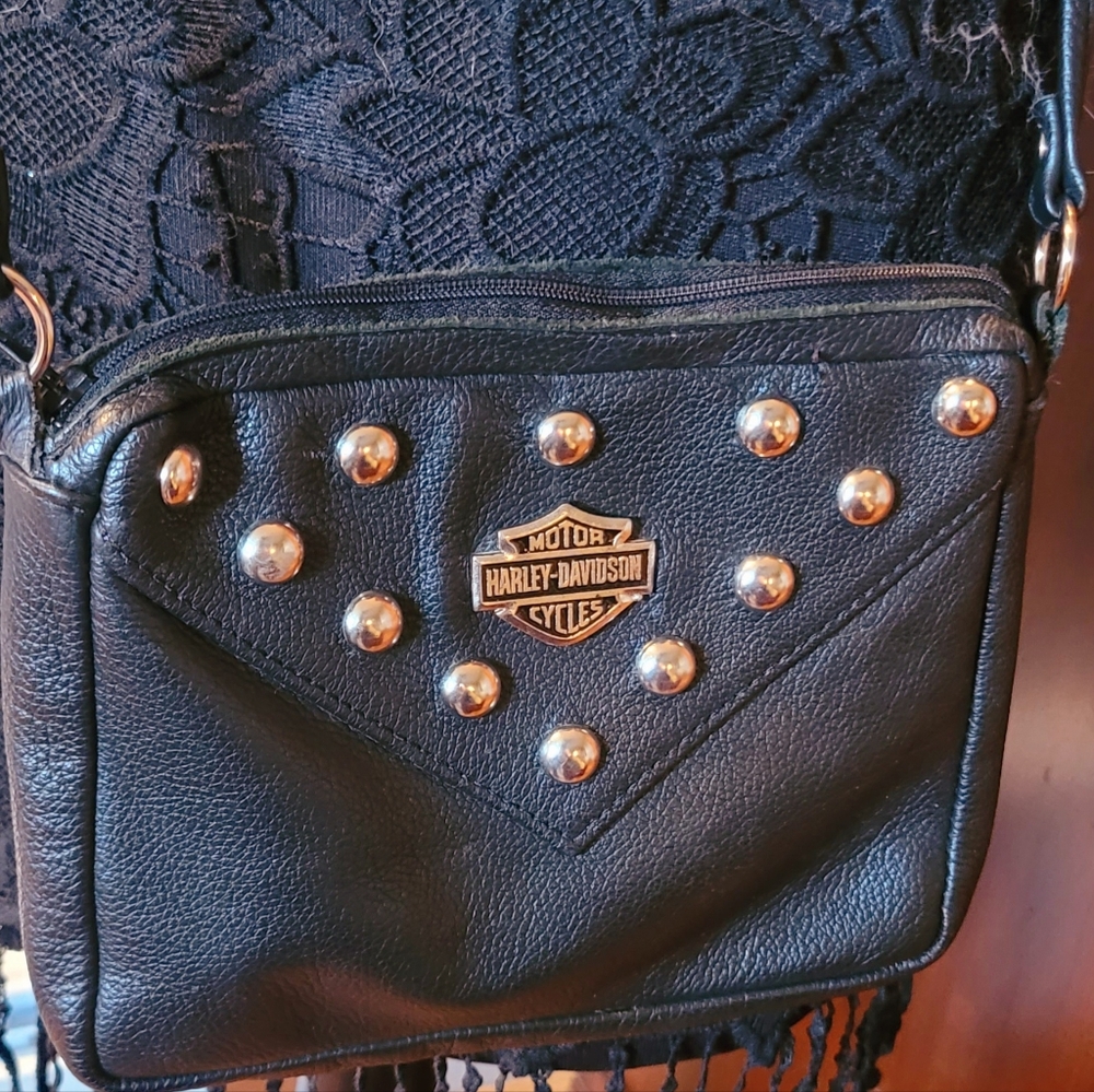 Harley-Davidson Black Crossbody with Silver Studs